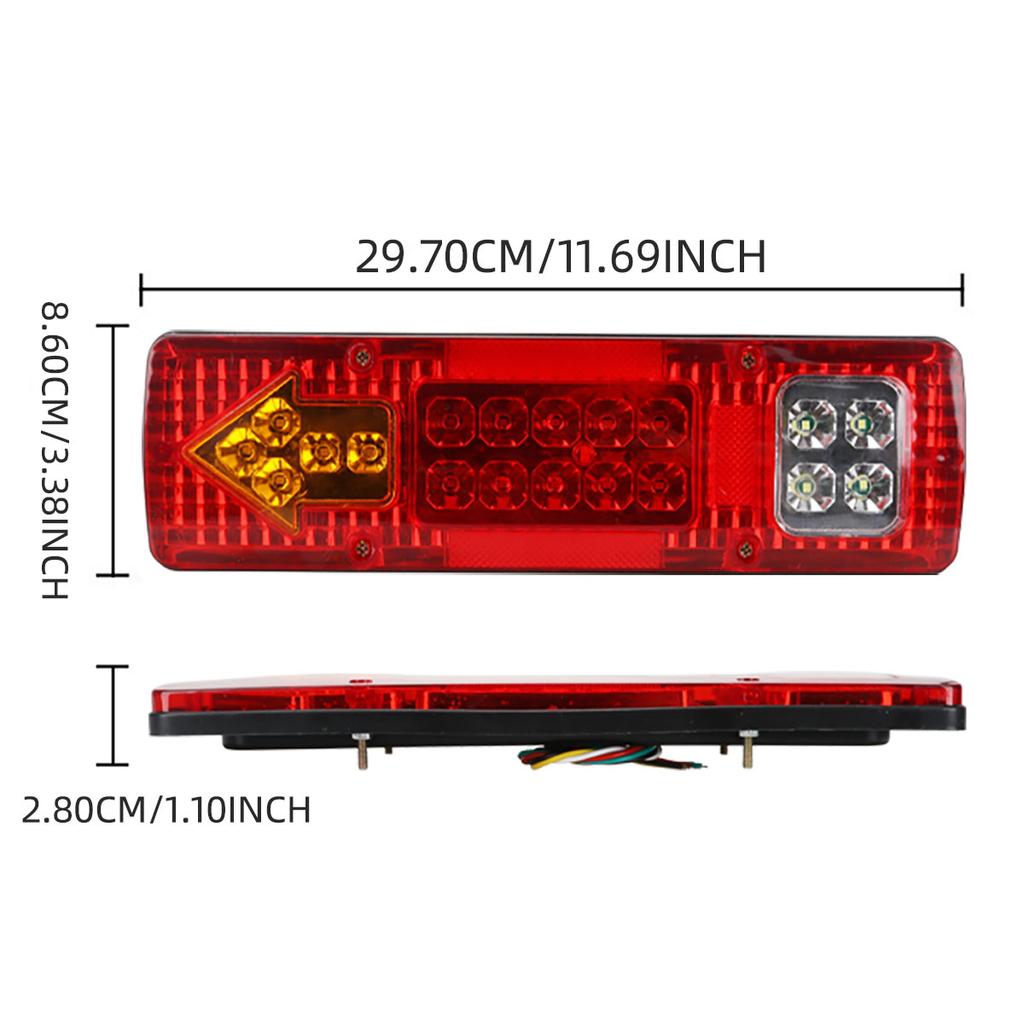 2Pcs 24V Truck LED Waterproof Taillights Indicator Lamp For Trailer Lorries Boat RV Caravan Van Flow Steering Brake Reversing