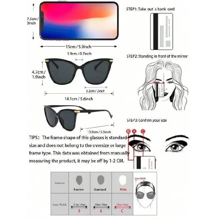 1/2/3 PCS Fashion Cat Eye Plastic Frame Women Sunglasses For Men Daily Life Shades Eyewear Accessories.