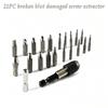 Tungsten Steel Screw Extractor Set With 22 Pieces For Removing Broken Bolts And Damaged Screws