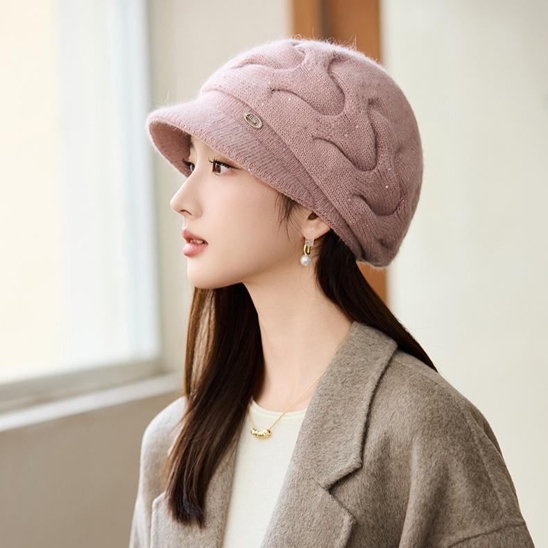 Winter Hat Women's Fashion Solid Color Thermal Hat Knitted Hat Ear Protection Windproof Hat