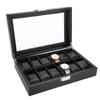 12 Grids Watch Display Storage Box Watch Organizer Case PU Leather