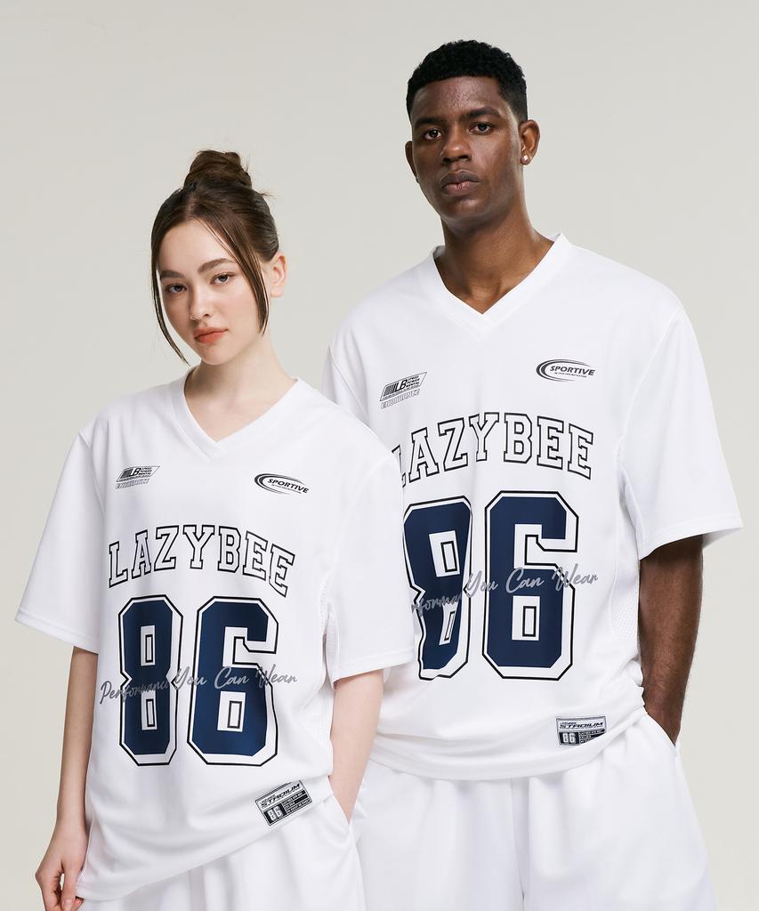 Leijibi Mixed Mesh Rugby Jersey Top Oversized Short Sleeve M Athletic Short Sleeve T-Shirt White