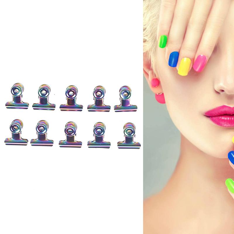 10 Pcs Nagel Tipps Clip Finger Poly Quick Builder Gel Verlängerung Stahl Wrap Werkzeuge