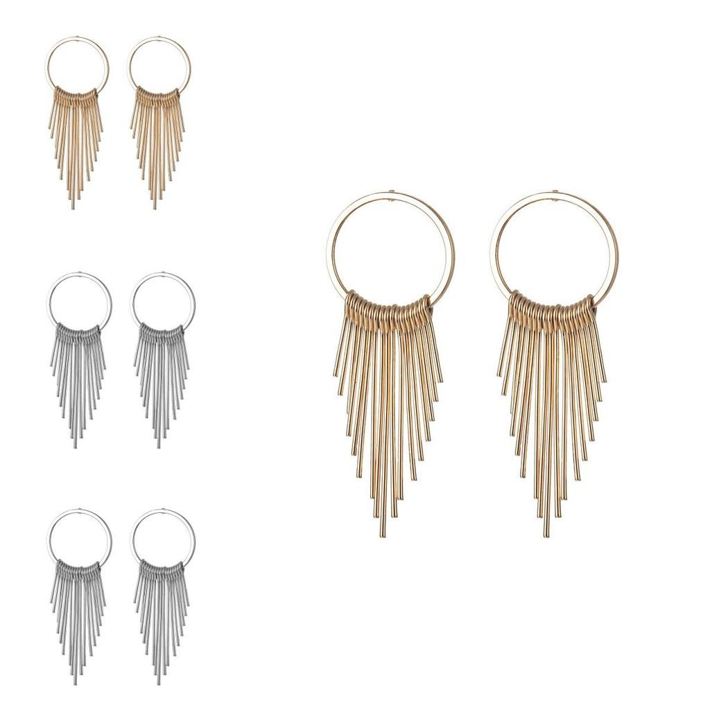 Fashion Creative Alloy Tassel Earrings For Women Geometric Shape Jewelry