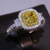 Huitan Vintage Wedding Ring With Yellow Cubic Zircon Elegant Engagement Claddagh   Micro Paved Thick  Dropshipping