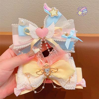 Neue Kawaii Schleifen-Haarspangen Süße Spitzen-Schleife Haarklammern für Mädchen Satin Schmetterling Haarspangen Entenschnabel-Klammer Kinder Haarschmuck