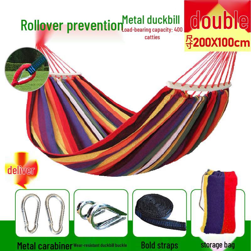 Reinforced Wooden Stick Canvas Outdoor Camping Hammock