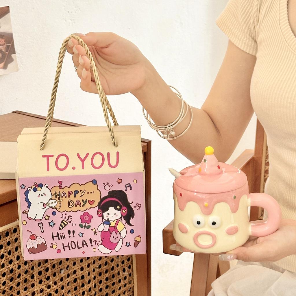 Cartoon Style Cute Relief Clown Mug Home Couple Ceramic Cup Mug Work Breakfast Coffee Cup Practical Gift Durable Durable