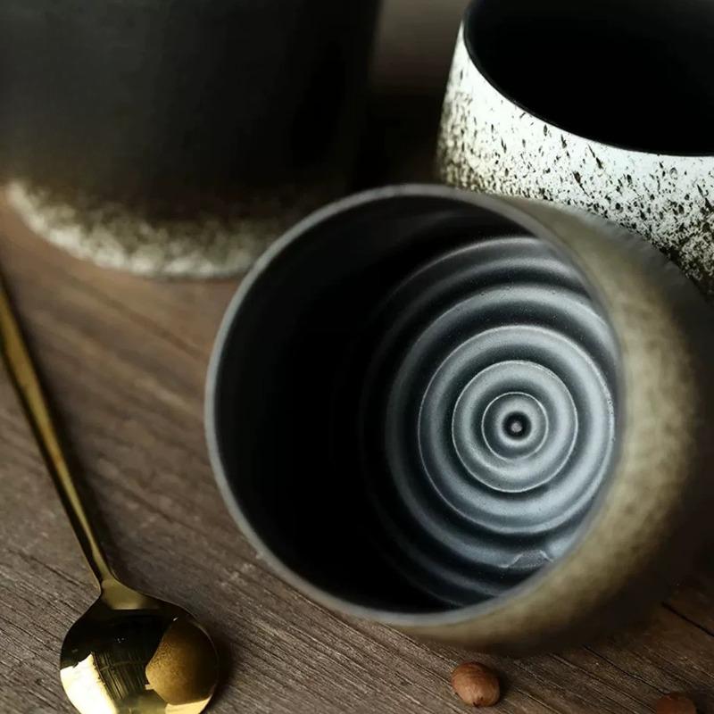 handmade ceramic cup, matte gradual change hand cup, Japanese retro literary straight mug Office Coffee Cup