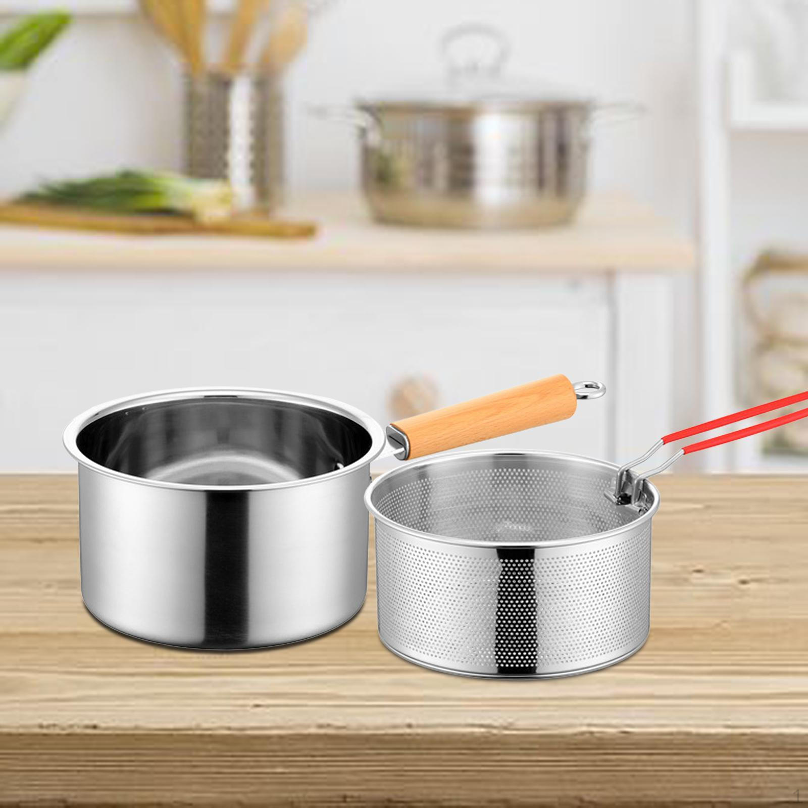 

5L Stainless Steel Saucepan with Copper Base pot with fry basket