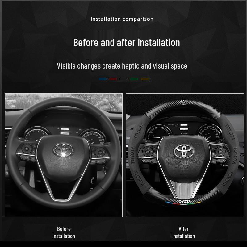 Toyota Suede Steering Wheel Cover for Highlander, Camry, Crown, Corolla, RAV4, Avalon, Levin