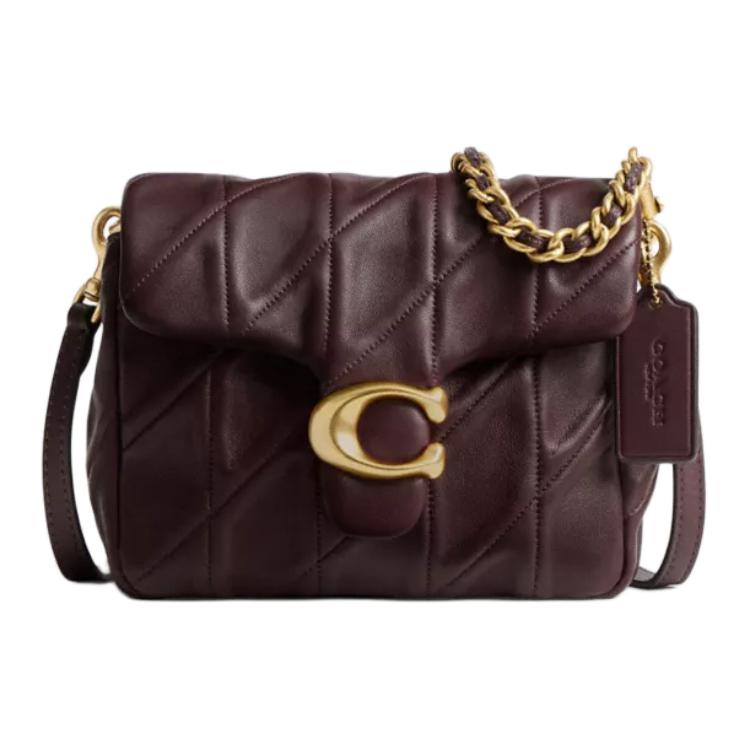 Coach Women's Burgundy Tabby 17 Logo Zip Closure Napa Leather Crossbody Shoulder Bag Small Bags Cw628-B4mer