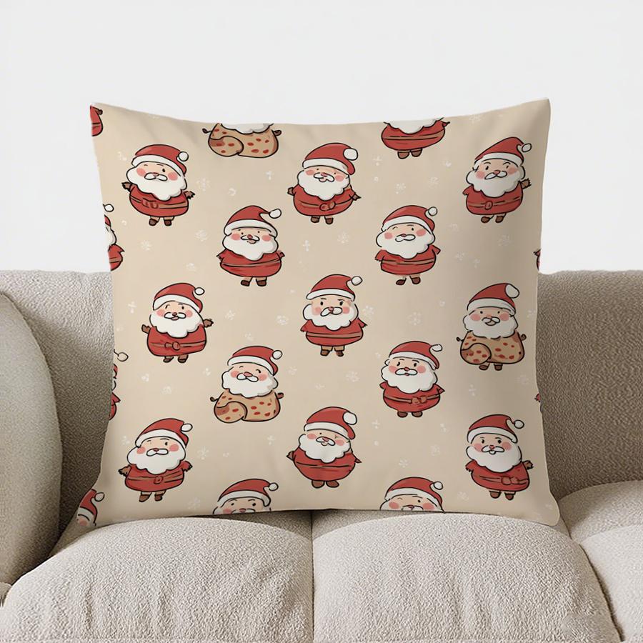 Home Decor Christmas Candy Cane & Leaf Pattern Pillow Pattern Cushion Cover Suitable For Sofa Bedroom Car Pillow Cover