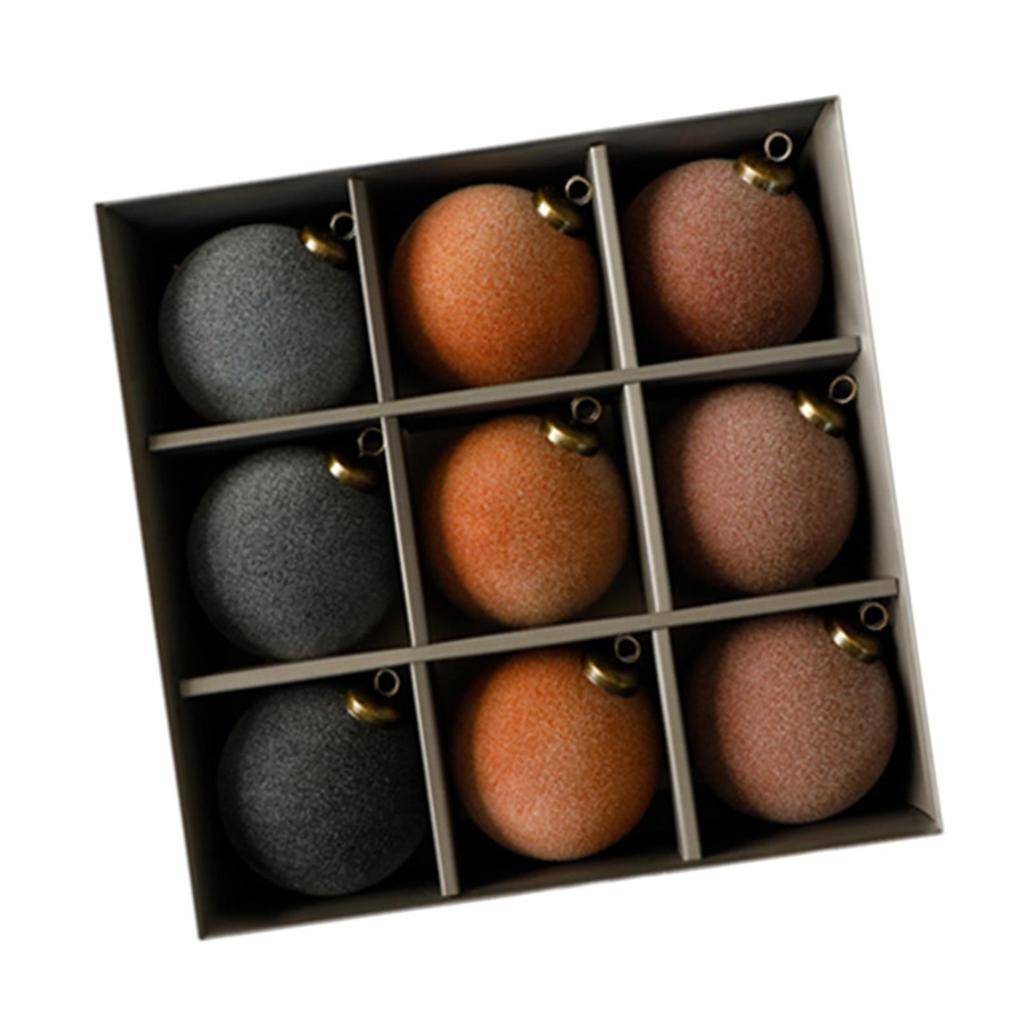 9Pcs Christmas Tree Ornaments Velvet Ball Sturdy 8cm Elegant Xmas Bulbs Decorations Set for Anniversaries Holiday Wall Party
