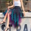 Women's Spring and Summer High Waisted Puffy Skirt Gradient Colour Irregular Mesh Short Skirt Performance Skirt