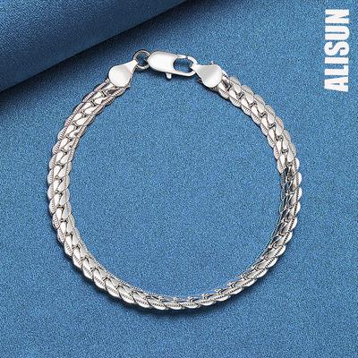 Bracelet chaîne latérale en argent sterling 925 de 6 mm, bijoux de mariage à la mode