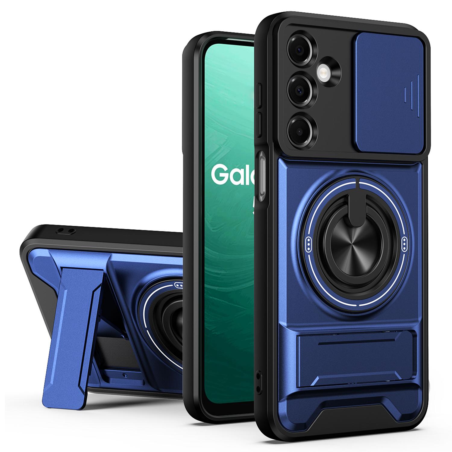 Для Samsung Galaxy A17 5G / 4G Магнитный чехол с держателем-кольцом и складной подставкой, чехол для телефона из ТПУ и ПК со шторкой для камеры