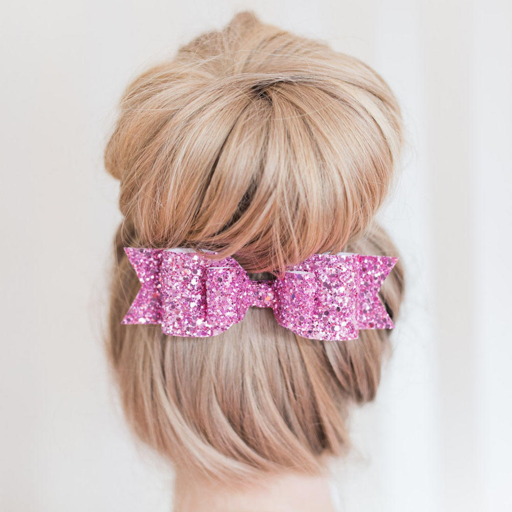 2024 Cute Fashion Alloy Sequins Big Bow Hairpin Shine Jewelry Hair Accessories for Girl Party Gift