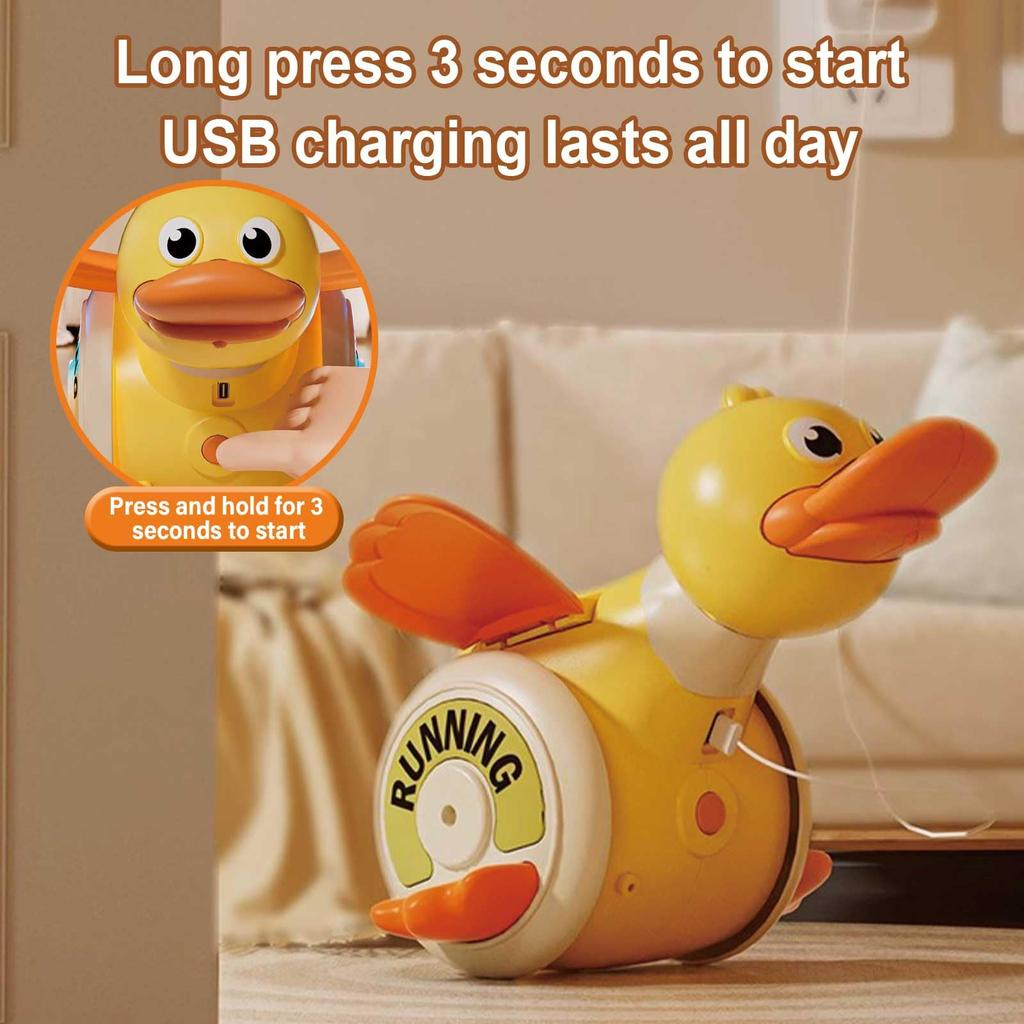 Musical Crawling Toy Duck - Electric Interactive Toy, LED Lights, 360° Spin, Soft Lighting, Sensory Play, Educational Gift
