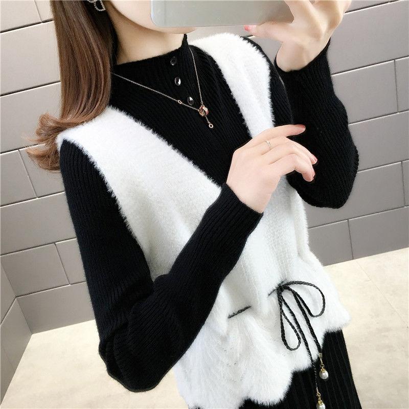 V-neck Vest for Spring and Autumn Women Stylish Goddess Knitted Vest