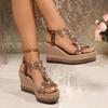 Women's Wedge Sandal Platform Low Heels Sandals Comfortable Strappy Summer Beach Walking Shoes for Women Open Toe Ankle T-Strap Dressy Bohemian Shoes
