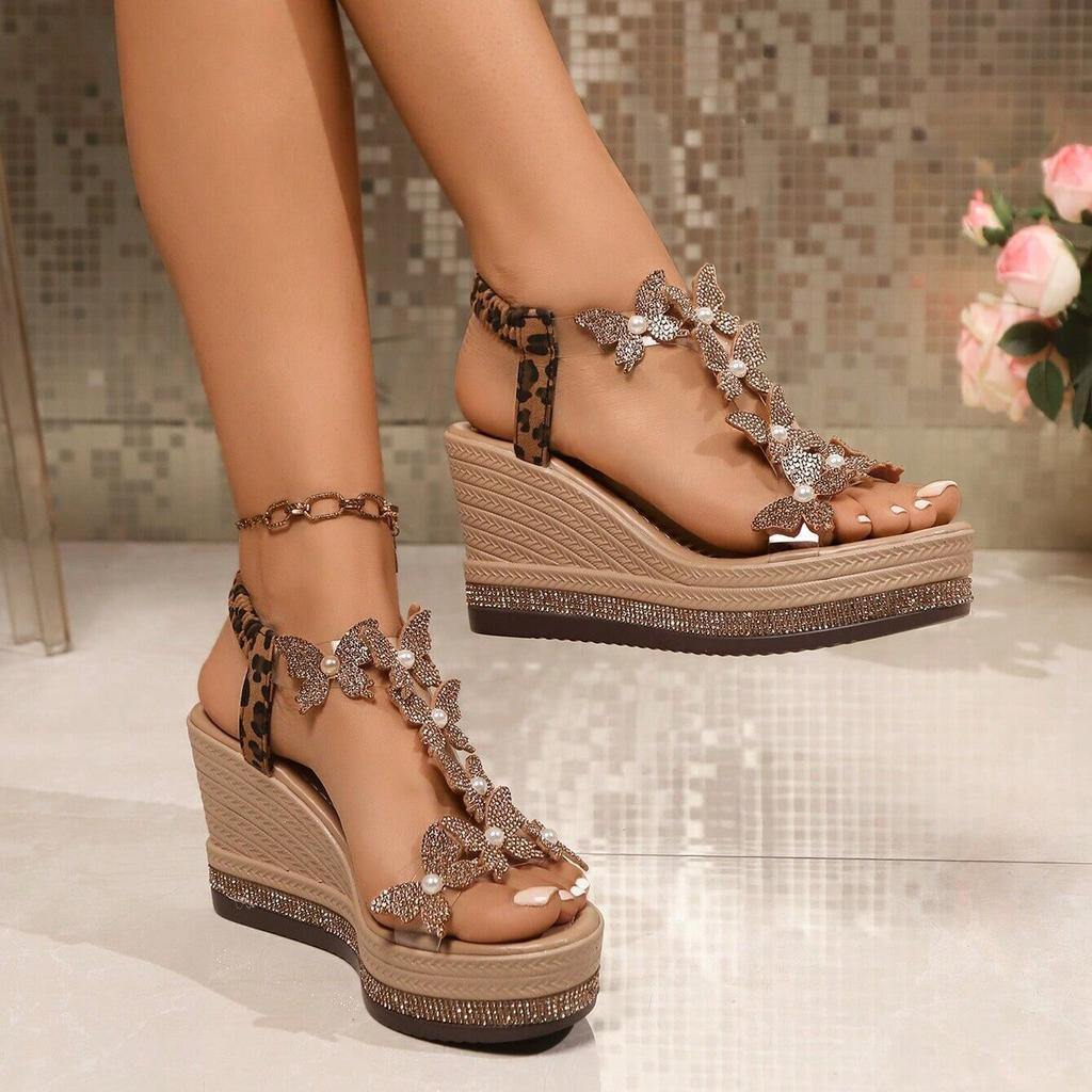 Women's Wedge Sandal Platform Low Heels Sandals Comfortable Strappy Summer Beach Walking Shoes for Women Open Toe Ankle T-Strap Dressy Bohemian Shoes