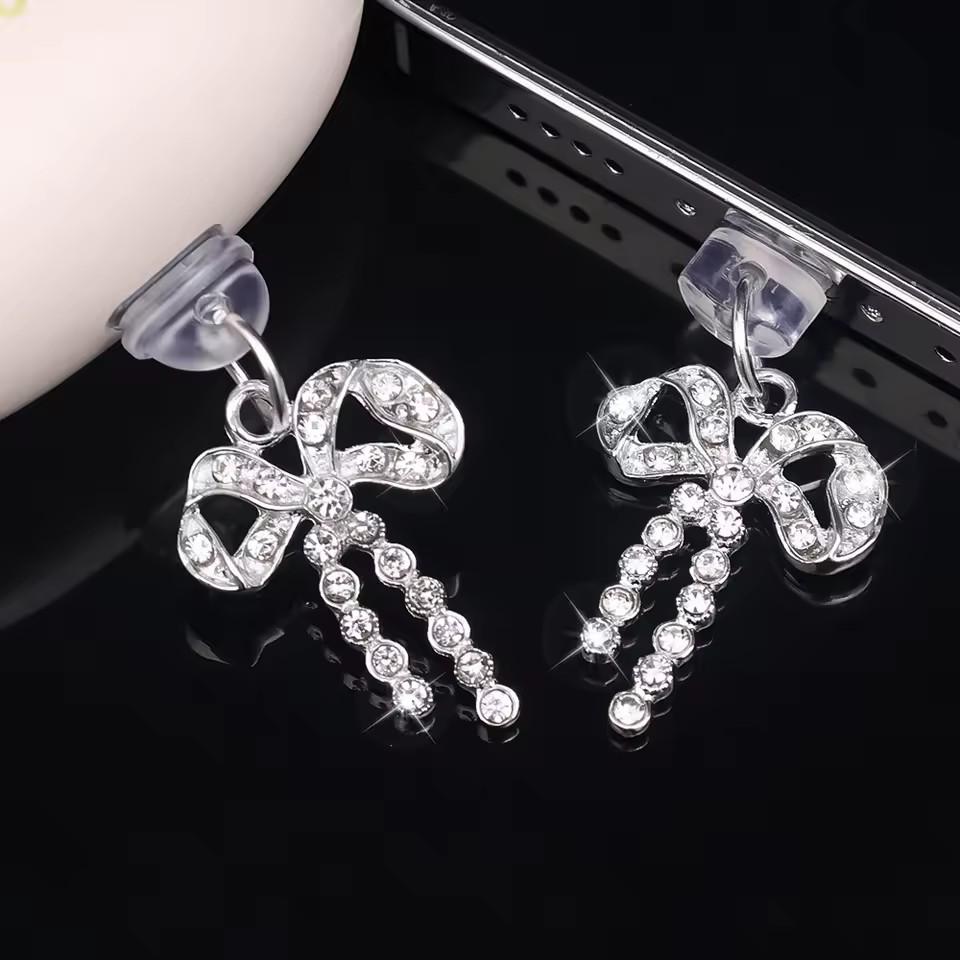 Cell Phone Dust Plugs Type C Charging Port Anti Dust Plug Clear/Black DIY Dustplugs with Hole for iPhone Samsung Xiaomi Honor