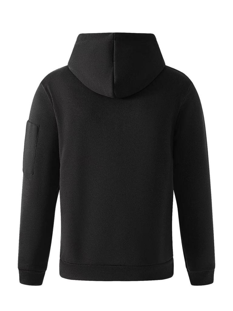 Men's Multi-Pocket Fleece Lined Hoodie Jacket - Casual and Versatile for Autumn/Winter