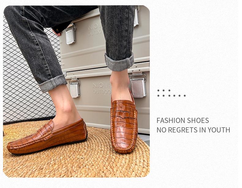 Men's Large Leather Slip-on Loafers: Spring Driving Casual Shoes