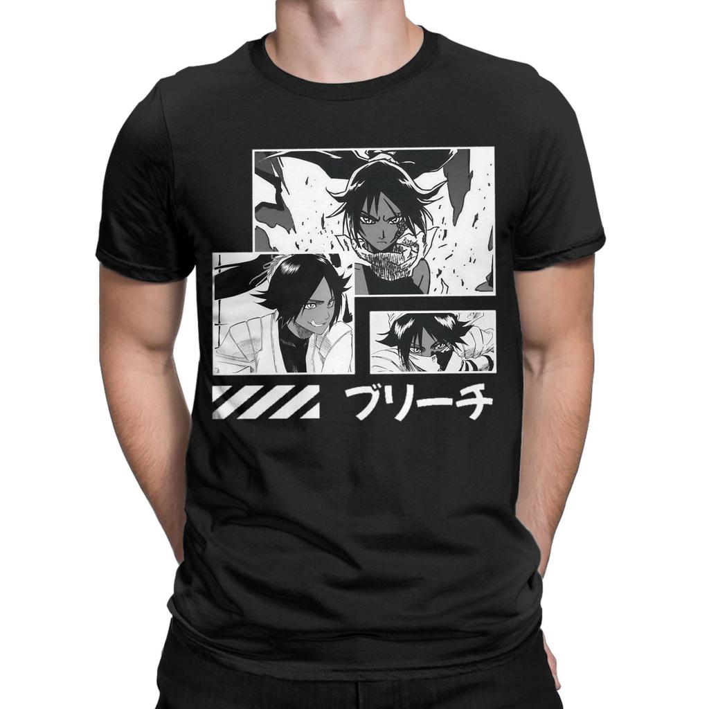 Printed BleachedCartoon Anime Kurosaki T Shirt For Unisex Japanese Manga Cotton T-shirts Short Sleeve Tops