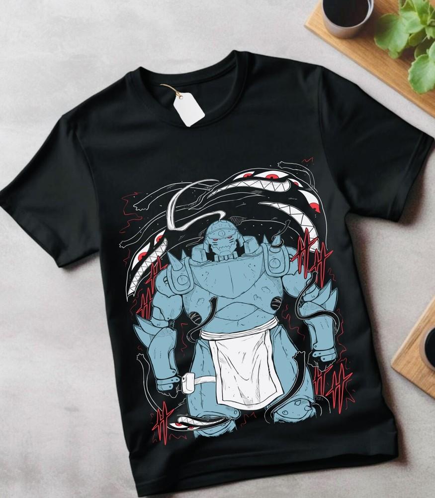 

Alphonse Fullmetal Alchemist T-Shirt Brotherhood Elric Black Shirt Tee All Size S