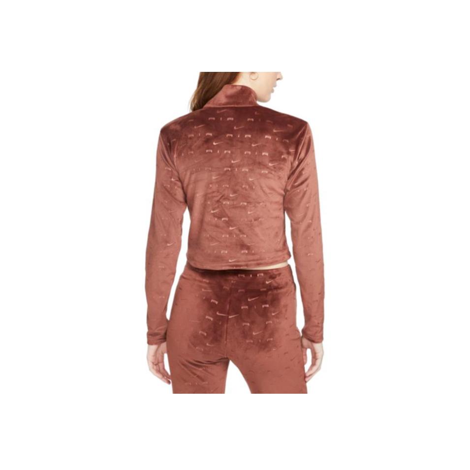 Nike All Over Logo Print Letter Stand Collar Short Sleeve Long Sleeve Drop Shoulder T-Shirt Women T-Shirt Moon-Eclipsed-Bronze DD5444-273