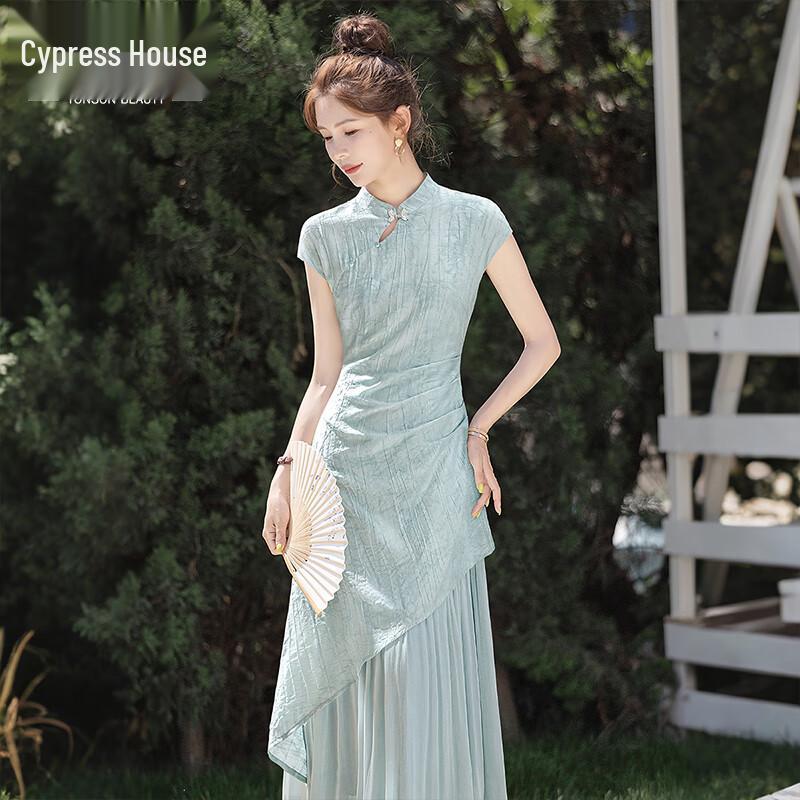 Sibaisha New Chinese Style Slimming Patchwork Qipao Dress M
