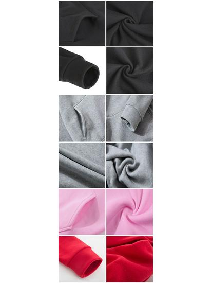 Men's and Women's Plus Size Autumn/Winter Solid Color Casual Hoodie Set