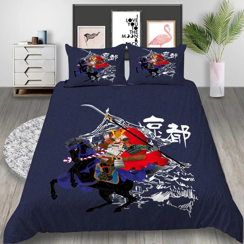 Japanese Geisha King Queen Duvet Cover Red Woman Bedding Set For Kids Teens Adults Koi Fish Eastern Culture 2/3Pcs Quilt Cover