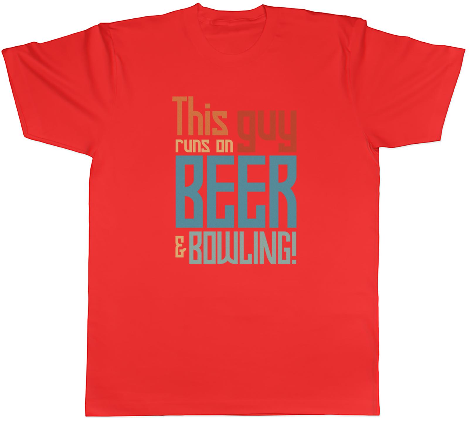 Beer Bowling Unisexs TShirt This Guy Runs on Beer Bowling Funny Tee Gift S