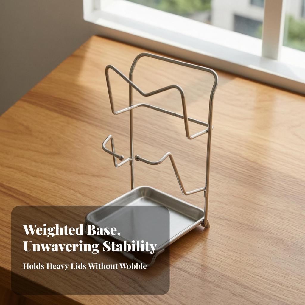 Pot Lid Rack with Drain Tray Countertop Pot-Lid Board Holder Vertical