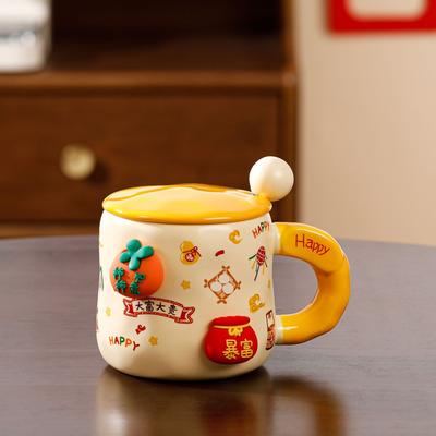 Everything Is Good with A Lid Ceramic Cup  Magnetic Doll  Chinese Style Mug Set  Small Gift Cup