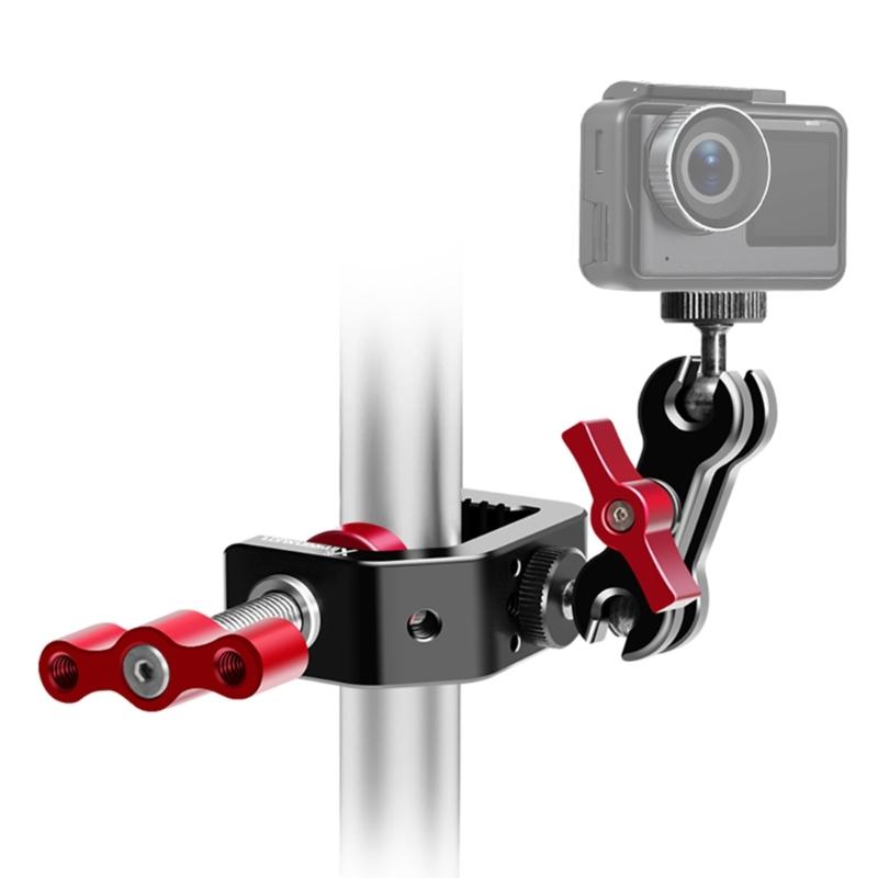 Aluminum Alloy Clamp with 1/4 3/8 Screw Holes for Stable Support of Cameras Lights in Photography Video