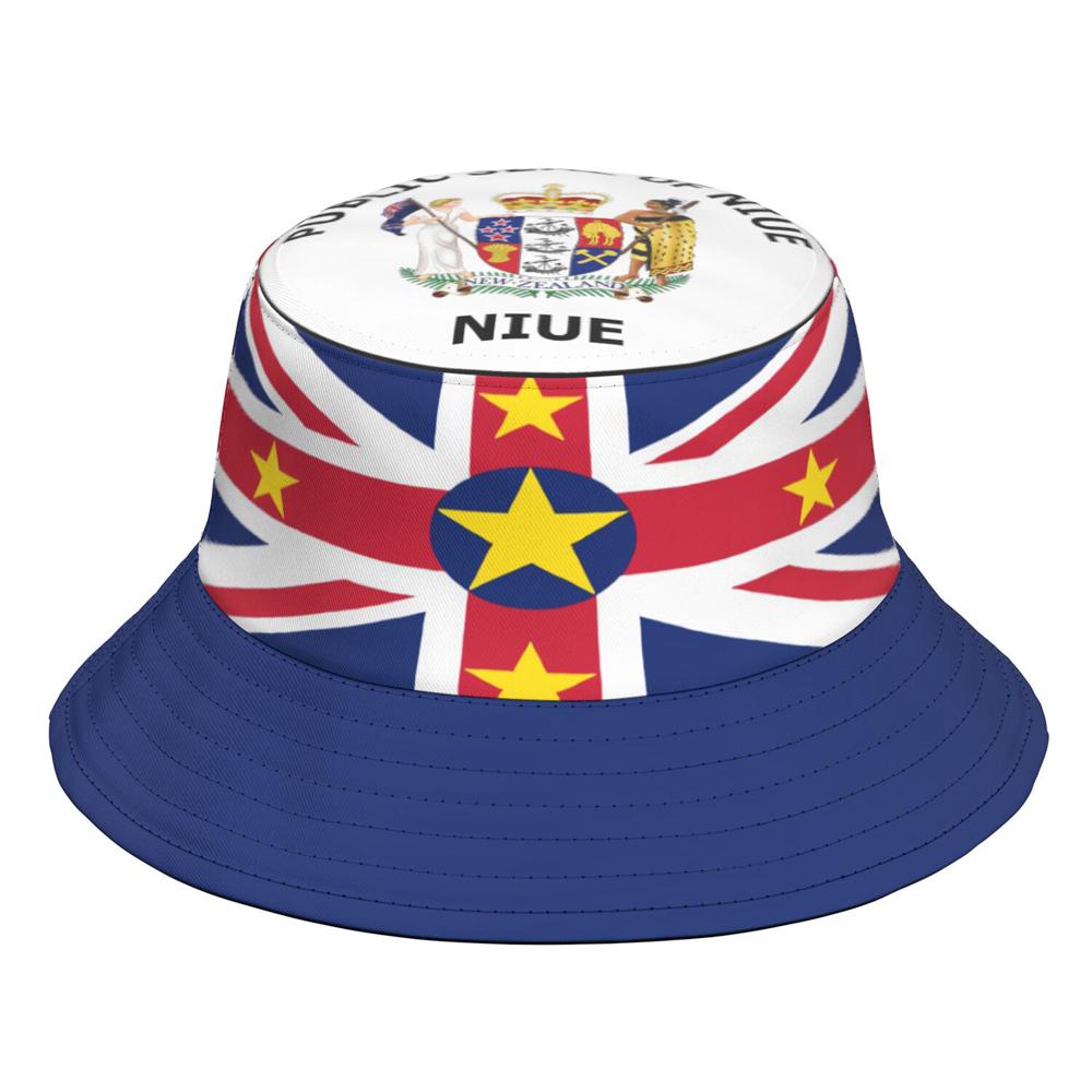 Niue Fisherman Hats Free Custom Made Name Team Logo Bucket Cap Country Travel Fishing Polynesian Nation Island Flags Headgear