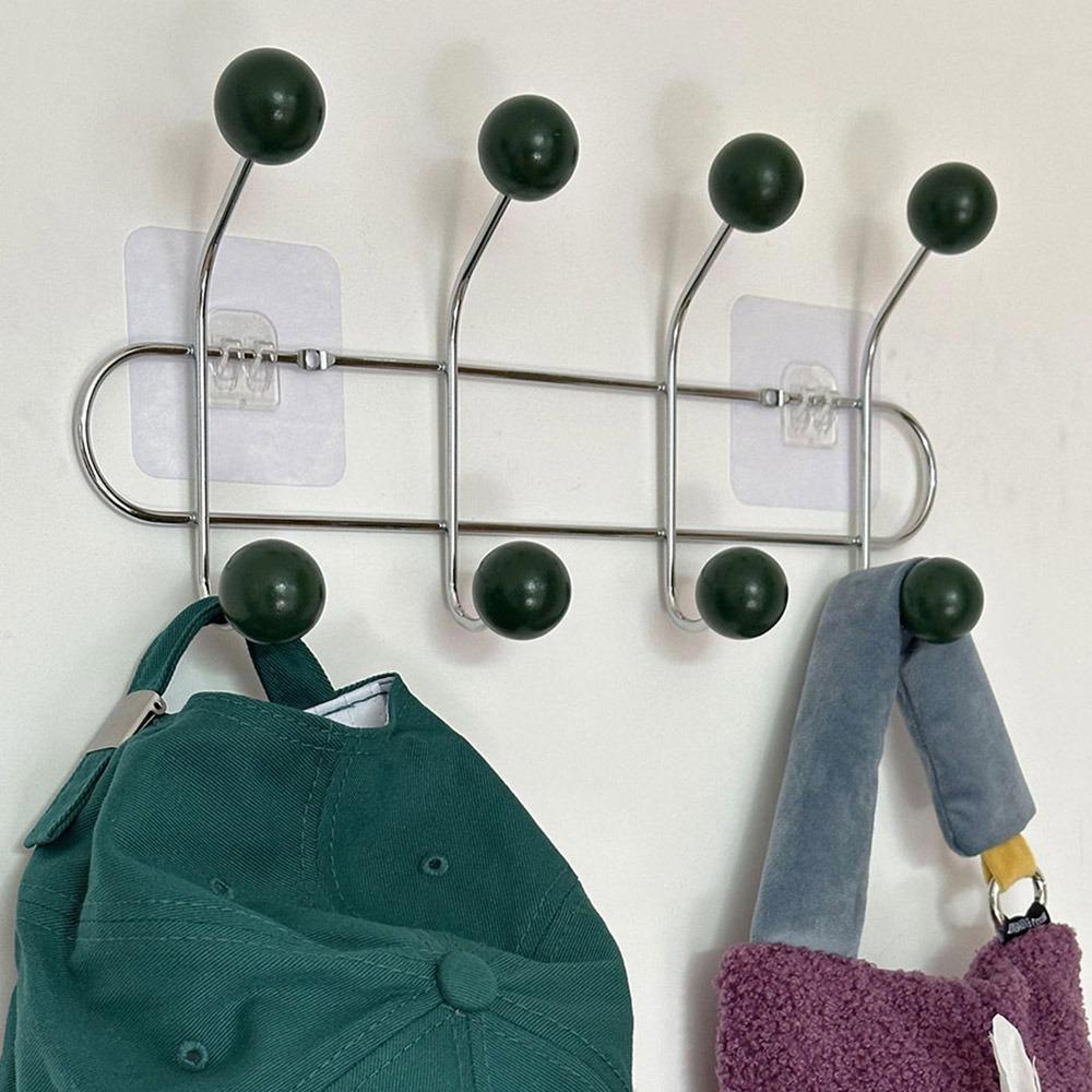 

Многофункциональный крючок с 4 крючками, настенный крючок для хранения ключей, крючок-вешалка для двери, для прихожей dark green 4 hooks