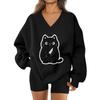 Women's V-neck Dropped Shoulder Halloween Print Sports Sweatshirt Top