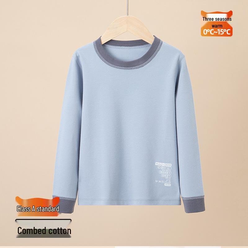 Kids' Warm Cotton Pajamas: Boys' and Girls' Long Sleeve Base Layer Shirts for Teens and Students