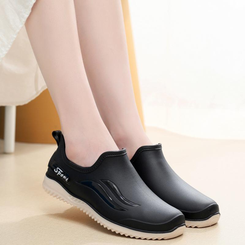 

Европейские и американские непромокаемые туфли с неглубоким вырезом, женские, модные, низкие, с коротким голенищем, нескользящие, водонепроницаемые, кухонные рабочие резиновые туфли 35