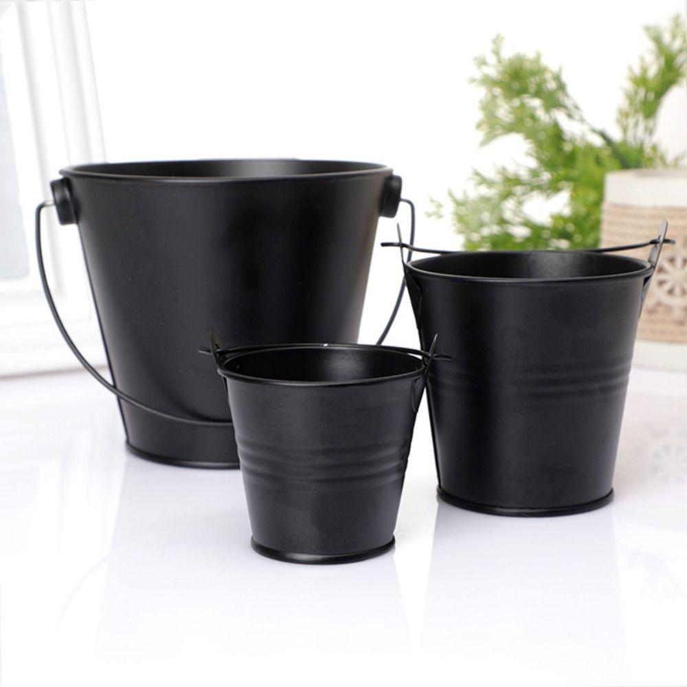 Blaszane Żelazne Doniczki Żelazny Hak Artystyczny Beczka na Kwiaty Miniatury Pastoralny Mini Blaszany Wiaderko na Wodę Doniczki na Sukulenty