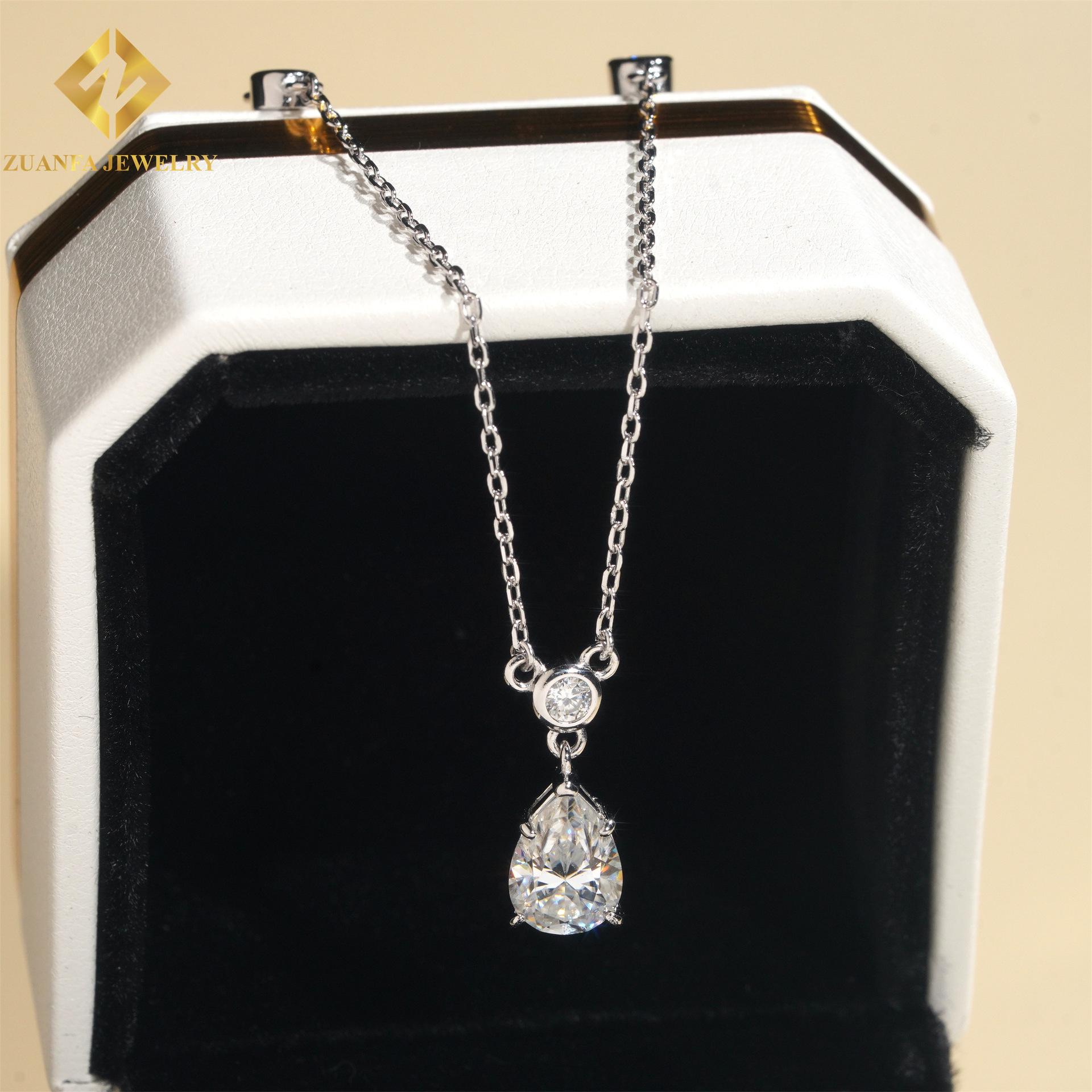 Versatile High-End S925 Sterling Silver Moissanite Water Drop Pendant Necklace 925 Silver