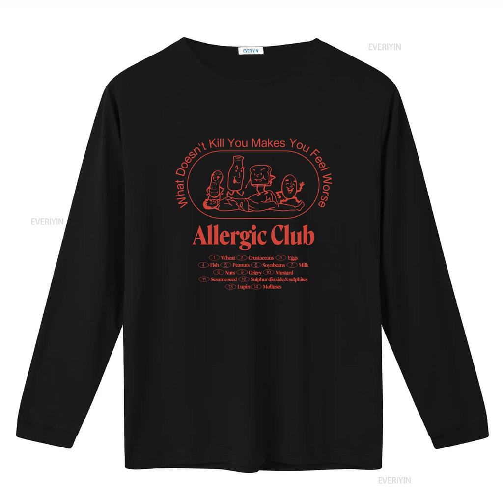 Allergic Club T Shirt Retro Vintage Design Perfect Birthday for Friends vintage Washed Stretched graphic Slightly homme Casual