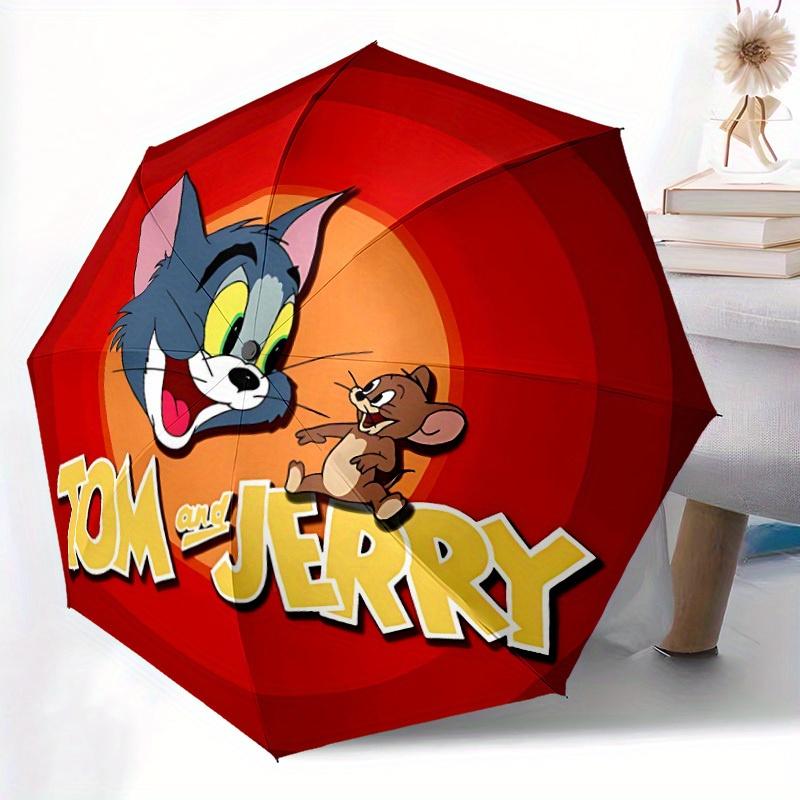 1pc Tom Jerry Automatic Open/close Umbrella, Heavy-Duty Iron Frame, Folding Portable Design, Travel, Everyday Use160