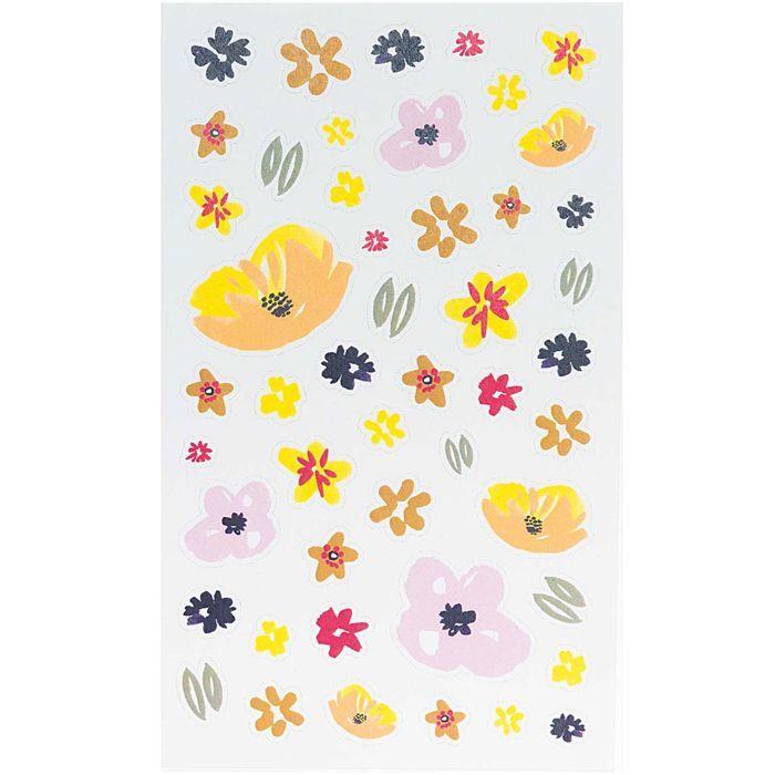 Aufkleber - Rico Design - Paper Poetry - 130 rosa Blumen - 4 Bögen - 0,5 bis 4,5 cm