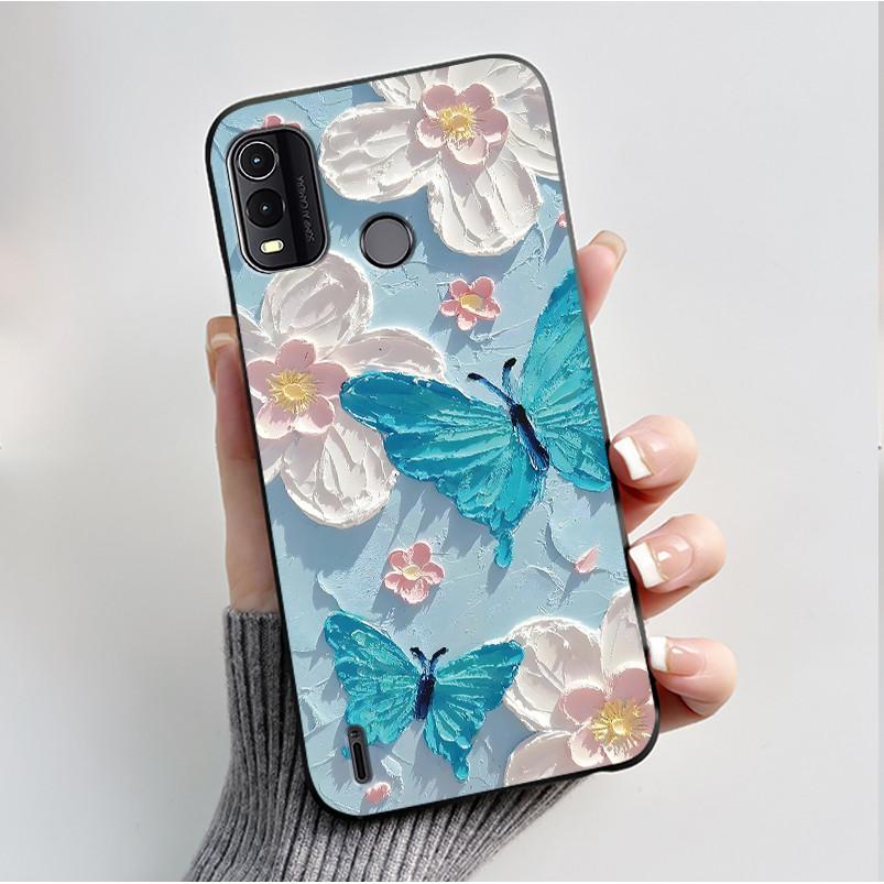 Per Nokia G11+ G11 G21 Custodia Coppia Moda Farfalle Fiori Nero Morbido Silicone TPU Cover Posteriore per Telefono Nokia G11 Plus
